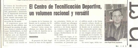 “Arquisur” Magazine. March 2004. “Moisés Ruiz” Sports hall.